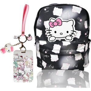 Kawaii Cute Cartoon Nylon Mini Backpack with Card Holder for Women and Teens